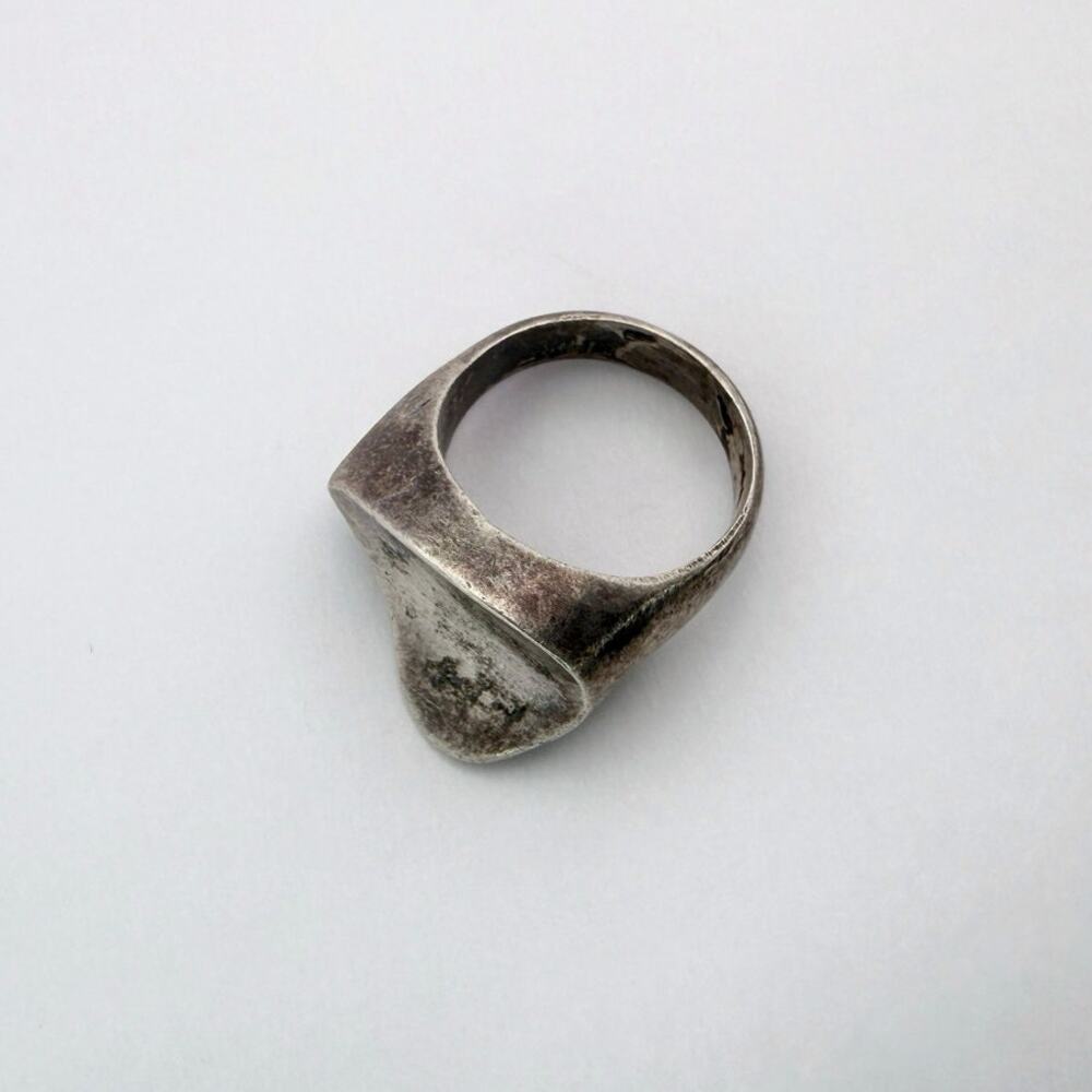 Vintage 50s Taxco Eagle Mark Sterling Silver Modernist Saddle Ring